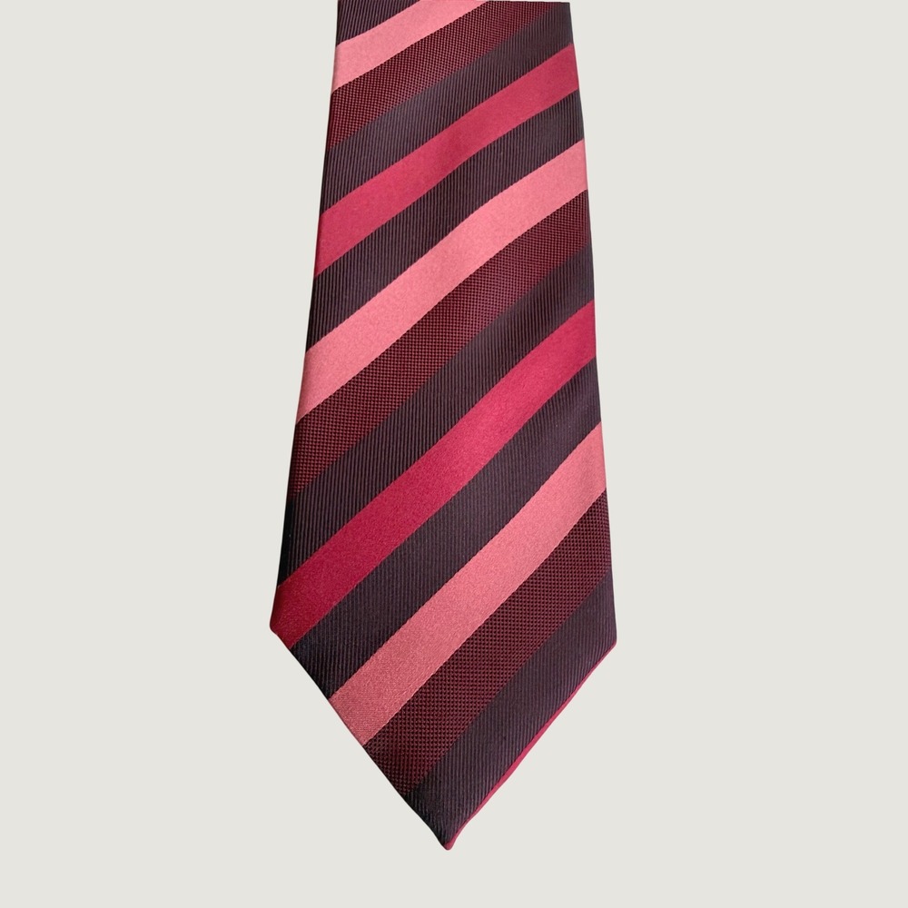 Geoffrey Beene Extra Long Silk Tie Mens Burgundy Red Pink Striped Repp  Wedding